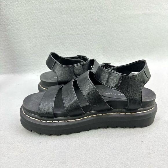 Sincerely Jules Model "Daring" Black Chunky Platform Sandals Women's Size 6 - Picture 5 of 8